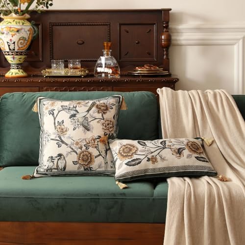 ISAENNE Vintage Linen Square Throw Pillow Cover,Set of 2,18"x18"-Murad A - Image 4