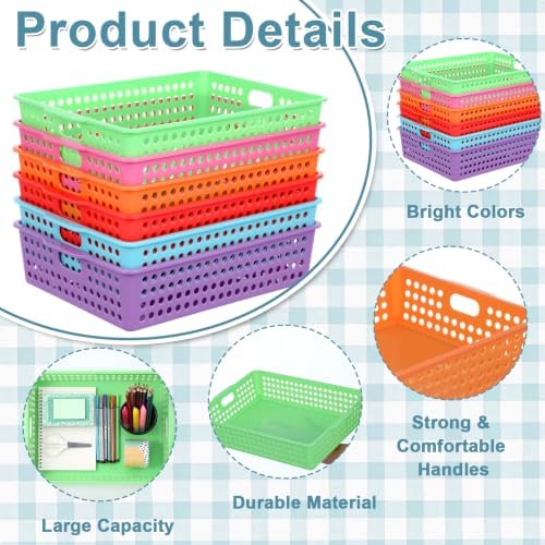 12 Pack Turn‑In Paper Trays for Classroom, Rainbow - Image 3
