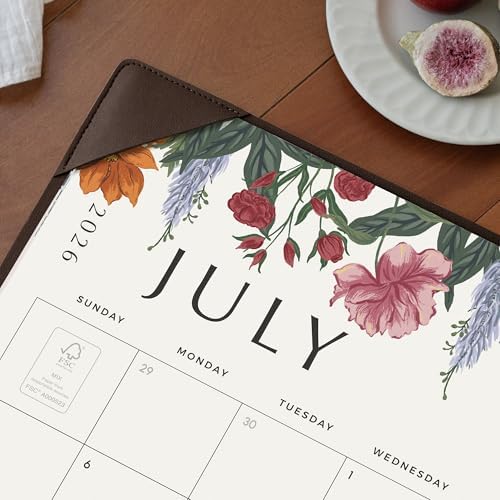 Desk Calendar 2026 with Desktop Mat, Cabbrix Large Desk Pad Calendar 22 x 17 Inch Runs From July 2026 to December 2027, Classic Floral Design Calendar 2026 for Home School and Office (Dark Coffee) - Image 3