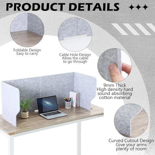 Dunzoom Large Desk Divider Foldable U-Shaped Privacy Partition 48"L x 20"H - Image 3