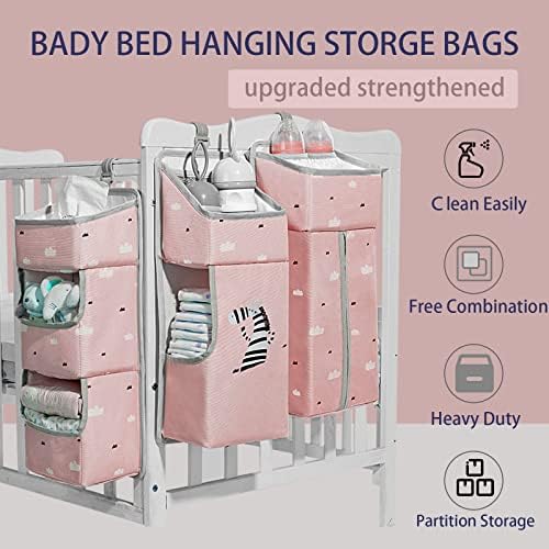 Hanging Diaper Caddy Organizer for Baby Crib - 3-in-1 Diaper Stacker for Changing Table Nursery Organization Storage Holder for Baby Essentials Attachment Portable Combining Clothing - Image 2