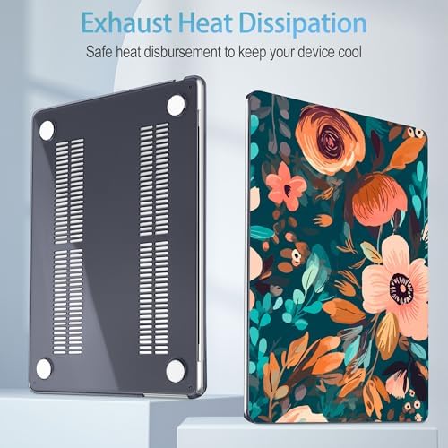Mektron for 2026/2025/2024/2023 MacBook Air 15 INCH M5 A3448 /M4 A3241 /M3 A3114 /M2 A2941 Case, Printed Plastic Hard Shell Cover with 15.3" Liquid Retina Display Touch ID, Abstract Florals - Image 3