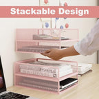 Natwind 4-Tier Stackable Metal Mesh Letter Paper Tray Organizer,Pink - Image 4