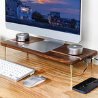Monitor Stand Wood Riser with 4 USB Ports, Computer Monitor Stand with America Walnut Data Transfer Charging Hub -Compatible with Computer, Mac, PCs, Smartphone, 20.5*8.3in - Image 3