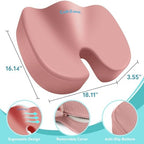 Gel Seat Cushion, Cooling Memory Foam Cushion for Office Chair, Pink - Image 3