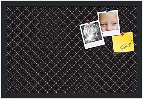 PinPix 24x16 inch Cork Bulletin Board. This Decorative Framed Pin Board Comes with Diamond Pattern in Black Design and Satin Black. Ideal for Home, Office Decor or School (PinPix-120) - Image 2
