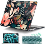 DONGKE for MacBook Air 13 Inch Case M5 2026 M4 2025 M3 M2 2024-2022 A3449 A3240 A3113 A2681, Plastic Hard Shell & Keyboard Cover & Screen Film for MacBook Air 13.6 Inch Case - Painted Florals by DONGKE