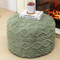 Round Pouf Ottoman, Single-Block Foam Core Foot Rest,Sage Green, 20x12In by Poofieotto