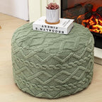 Round Pouf Ottoman, Single-Block Foam Core Foot Rest,Sage Green, 20x12In by Poofieotto