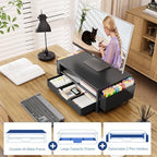 OPNICE Desk Organizers and Accessories, Computer Monitor Stand Riser with Drawer and 2 Pen Holders, Printer & Laptop Stand, Office Desk Accessories & Workspace Organizers for Home Office Supplies, Black 2-Pack - Image 6