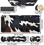 Keyboard Wrist Rest and Mouse Pad with Wrist Support Set Ergonomic Coaster,Memory Foam,Easy Typing Pain Relief,Large XL Desk Mat 31.5"x 11.8",Cute Cowhide Brown Black Cow - Image 2