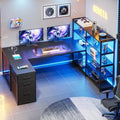SEDETA 64.5" Reversible L Shaped Gaming Desk with Storage Drawers, Shelves by SEDETA