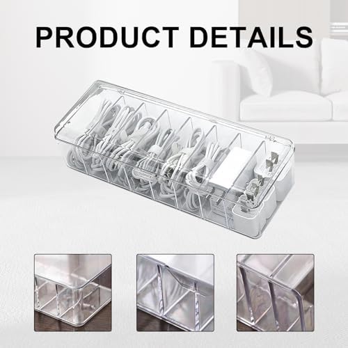 4 Pcs Cable Organizer Electronics Cable Box with 40 Pcs Wire Ties - Image 3