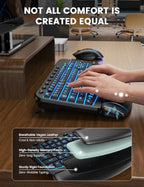 SABLUTE Wireless Keyboard and Mouse Combo, Ergonomic Wave with Wrist Rest - Image 3