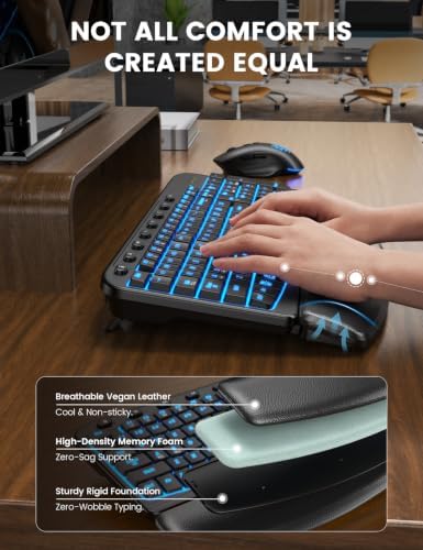 SABLUTE Wireless Keyboard and Mouse Combo, Ergonomic Wave with Wrist Rest - Image 3