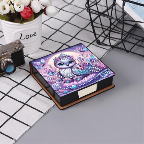 4Pcs Purple Animals PU DIY Diamond Art Painting Sticky Notes Holder (640 Blank Notepads) Cube Note Box Mosaic Craft Set for Office Accessories Desk Office Workplace - Image 4