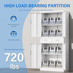 BESFUR Metal Storage Cabinet with 2 Drawers and Adjustable Shelves, 71" H Reinforced Heavy Duty Locking Storage Cabinet for Office, Garage, Home, School, Utility(White) - Image 6