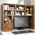 REIBII Desktop Bookshelf, 8 Shelves Desk Hutch for Dorm Room, Rustic Brown by REIBII