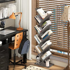 10 Tier Tree Book Shelf, Floor Standing Wood Bookshelf for Narrow Space - Image 2