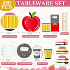 450 Pcs Tableware Set, Serve 50, Red Yellow, Back to School - Image 2