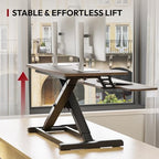 SANODESK 36" Standing Desk Converter, Height Adjustable Sit-Stand Computer Riser, Dual Monitor Workstation with Keyboard Tray, Ergonomic Tabletop, Rustic Brown - Image 5