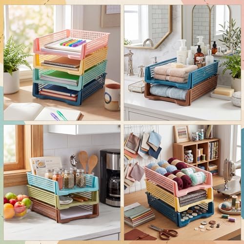 Weysat 12 Pcs Turn in Trays, Classroom Paper Tray, Morandi Tones, Narrow - Image 5