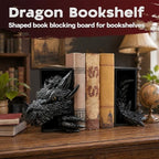 Dragon Bookends Ornaments, Gothic Fantasy Bookends, Book Lovers Unique Resin Shelf Holder Set, Functional Resin Animal Statue Sculpture Book Holder for Home Office Bookshelf（Gold） - Image 3
