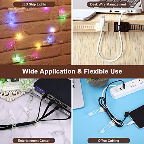 100Pcs Adhesive Cable Management Clips with 50Pcs Zip Ties, Adjustable Nylon Cable Strap Ties Wire Clips Clamps Organizer, Extra Screw & Hole - 3.35 Inch White (Pack of 3) - Image 6
