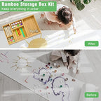 Bamboo Bathroom Drawer Organizer Dividers, Wooden Kitchen Utensil Holder Set of 5, Stackable Junk Drawer Organizer Tray, Multi-Use Storage Bins Boxs for Home, Office, Clothing, Makeup, Jewelry - Image 4