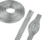 5/16" Wide Tinned Copper Braided Metal Wire Shielding Sleeve Ground Strap Automotive Flat Mesh Flexible Expandable Sheath (8mm ID-42ft) by BuyUneed