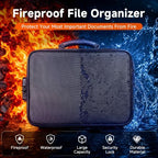 Fireproof Document Box With Lock, 16-Pocket File Organizer, Blue - Image 2