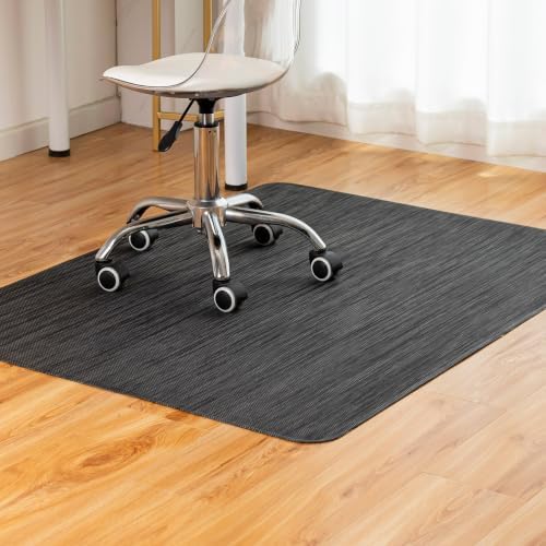 BARoyal Office Chair Mat for Hardwood Floor Under Desk Computer Rolling Chair Mat for Wood/Tile Floor Non-Slip Heavy Duty Desk Rug PVC Plastic Hard Floor Protector 48" x 60"(Metallic Black) by BAROYAL