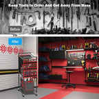 JUNNUJ Power Tool Organizer Cart with Charging Station, 10 FT Cord, Red - Image 7