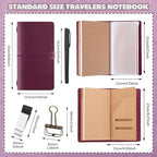 Thenshop Traveling Refillable Leather Journal Notebook, Purple, Stand Size - Image 2