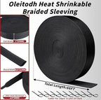 Oleitodh 66 ft 1/2 in 2:1 Heat Shrink Braided Sleeving, Black - Image 2