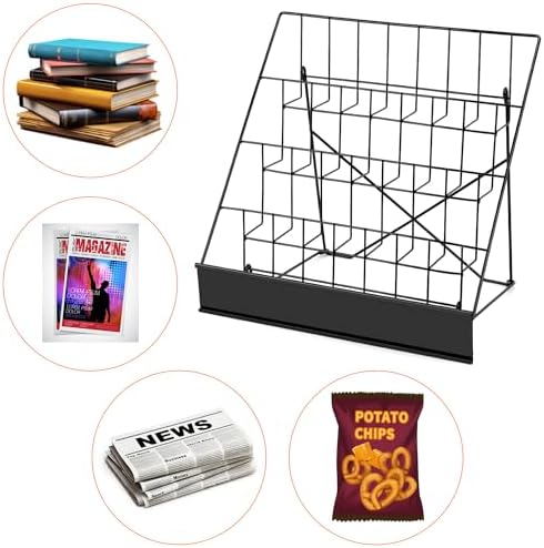 QWORK 4-Tiered Metal Book Display Stand,18.4 x 16.6 x 14.5, Book Signing Wire Rack, Tabletop CD Display Magazine Rack - Image 3
