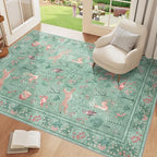 DUKINO 4x6 Area Rug, Non Slip Animal Washable Rug for Living Room, Teal - Image 3