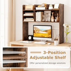 BECOMFORT Desk Hutch, Desk Organizer Shelf w/ 6 Storage Compartments, up to 32” Monitor, Wooden Display Rack, Desktop Bookshelf for Vanity Dressing Tabletop College Dorm Home & Office - Image 6