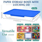 Tinlade 6 Pack Classroom Clear Paper Storage Bins with Lids, Rainbow - Image 2
