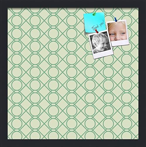 PinPix 17x17 inch Cork Bulletin Board. This Decorative Framed Pin Board Comes with Diamond Pattern in Green Design and Satin Black. Ideal for Home, Office Decor or School (PinPix-586) by PinPixBulletinBoards