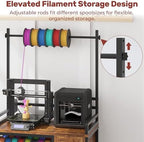 3D Printer Stand with Filament Storage – Tall 66" Heavy Duty Metal 3D Printer Table with Power Hub, Drawer & X-Bracket Stability for Workshop, Studio, Office - Image 4