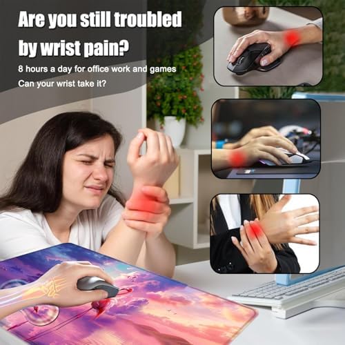 Desk Mat, Mouse Pad with Wrist Rest, 4-in-1 Large Mouse Pads for Desk, Ergonomic Mouse Pad and Keyboard Wrist Rest Gaming Keyboard Mat for Office,Flamingo Love - Image 4