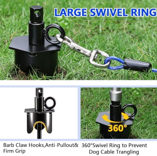 Dog Tie Out Cable&Stake,30FT Dog Leads for Yard,Heavy Duty Ground Anchor - Image 6