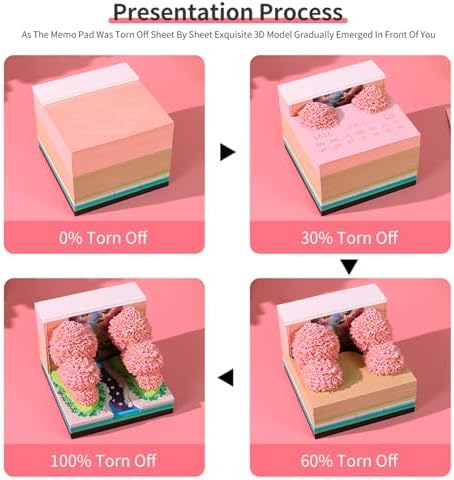 Time Piece Calendar 2027 Desk Calendar with LED Light 3D Tear-away Paper Carving Art Memo Pad Notepad Gift for Christmas Housewarming Desktop Decoration (Peach forest) - Image 4