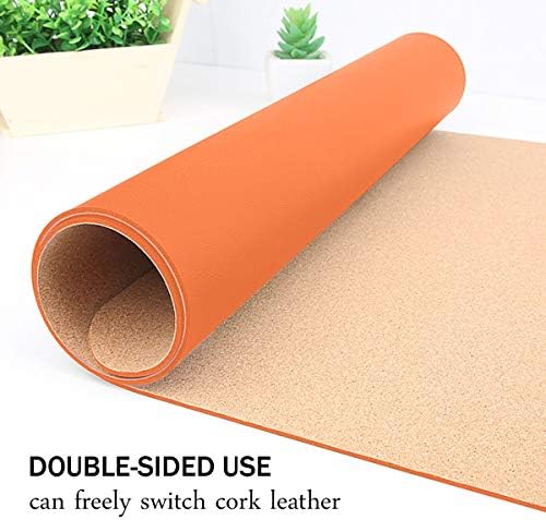 Desk Mat, Waterproof Desk Pad Protector, Eco-Friendly Natural Cork & Leather Double-Sided Office Desk Mat Mouse Pad, Smooth Surface Soft Desk Writing Mat for Office Home Work Game (Orange, 47x24Inch) - Image 2