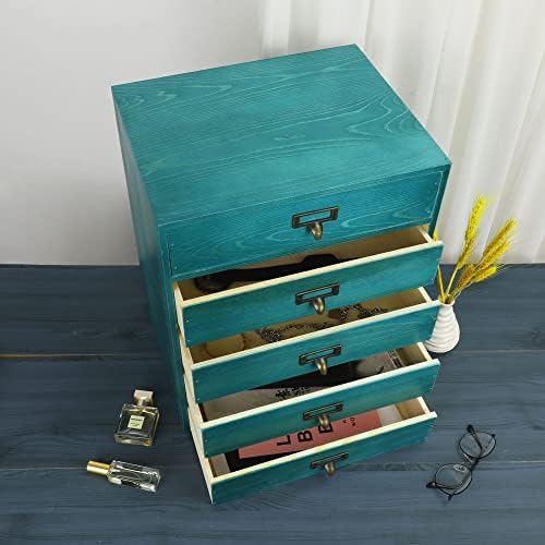 GoooodGIFT Wooden Drawers Large Wooden Box with Drawer, Blue - Image 5