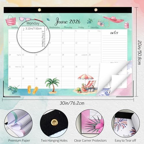 GuassLee Large Desk Calendar 2026-2027, 19 Months, 20" x 30" - Image 3