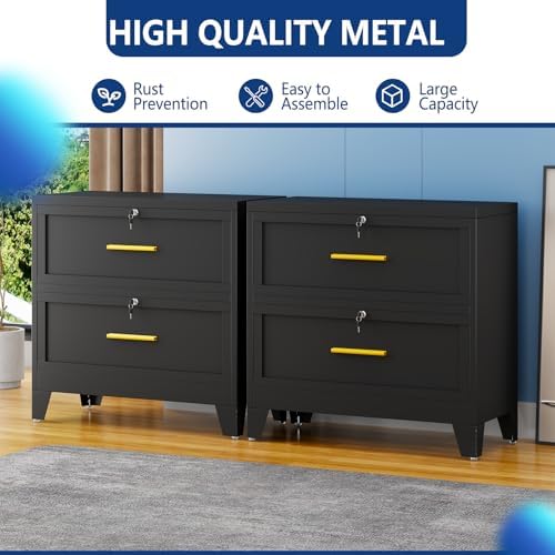 Ckzbx Metal 2 Drawers Locker Storage Organizer,33.46" H Balck Drawer Chest, Closet Organizers for Living Room, Hallway, Closet - Image 7