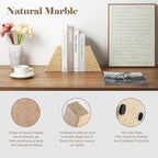 Karibiber Marble Bookend for Heavy Books, Decorative Bookends for Shelves, Durable and Heavy-Duty Book End for Hardback Book & CDS, Unique Book Stopper & Holder, Pearlly Yellow, Set of 2 - Image 2