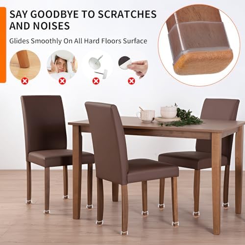Ezprotekt 24 Pcs Rectangle Clear Silicone Chair Leg Floor Protectors Caps, Rectangle Felt Furniture Leg Pads Covers Cups for Chair Table -Anti-Scratches and No Noise (Fit L :1.3-1.7", W: 0.9-1.2") - Image 6